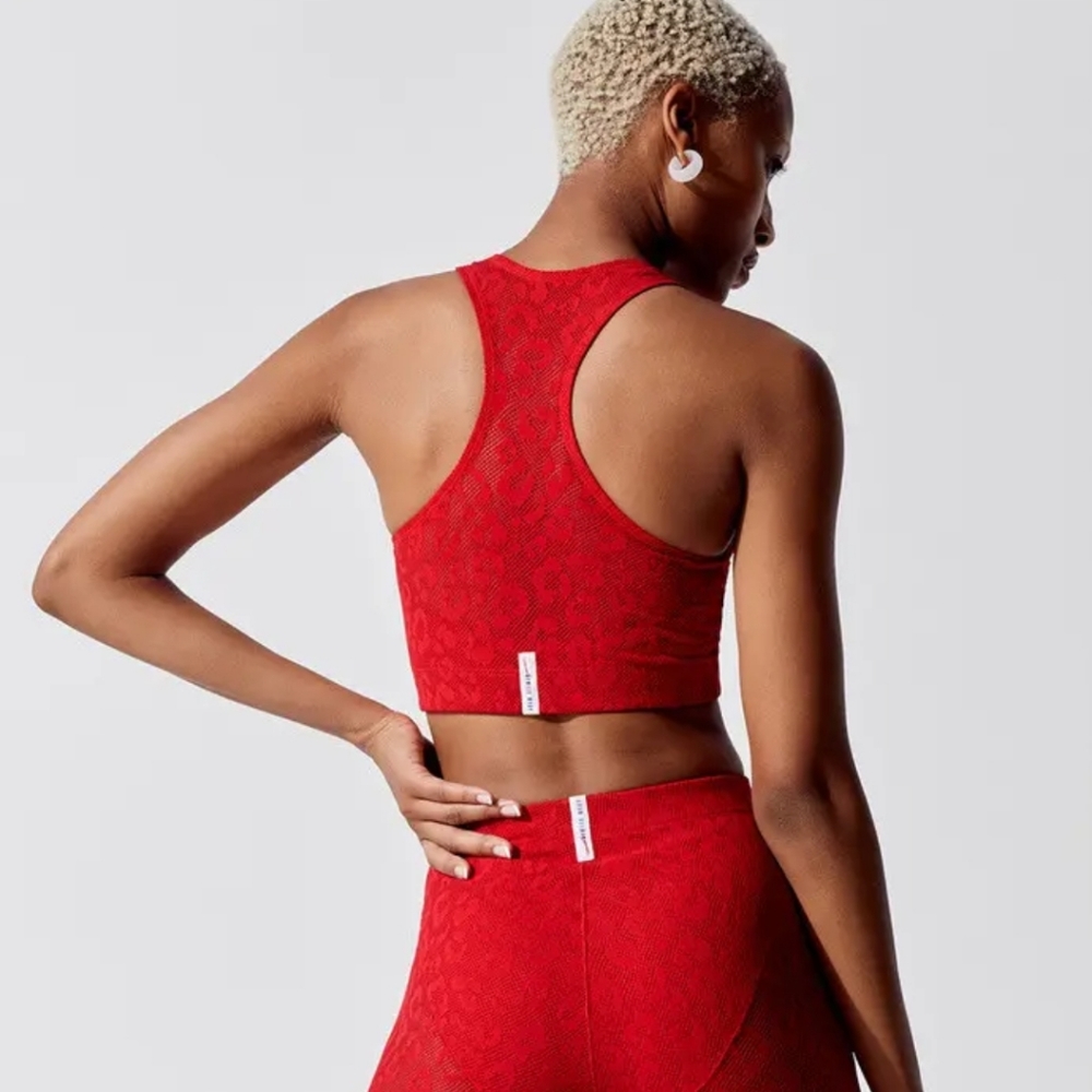 Brand New Adam Selman Sport Red Leopard Crop Top - Picture 8 of 8